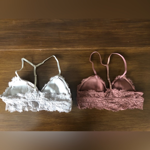 Aerie Eyelash Lace Racerback Bralettes, Slate and Mauve - Picture 2 of 9